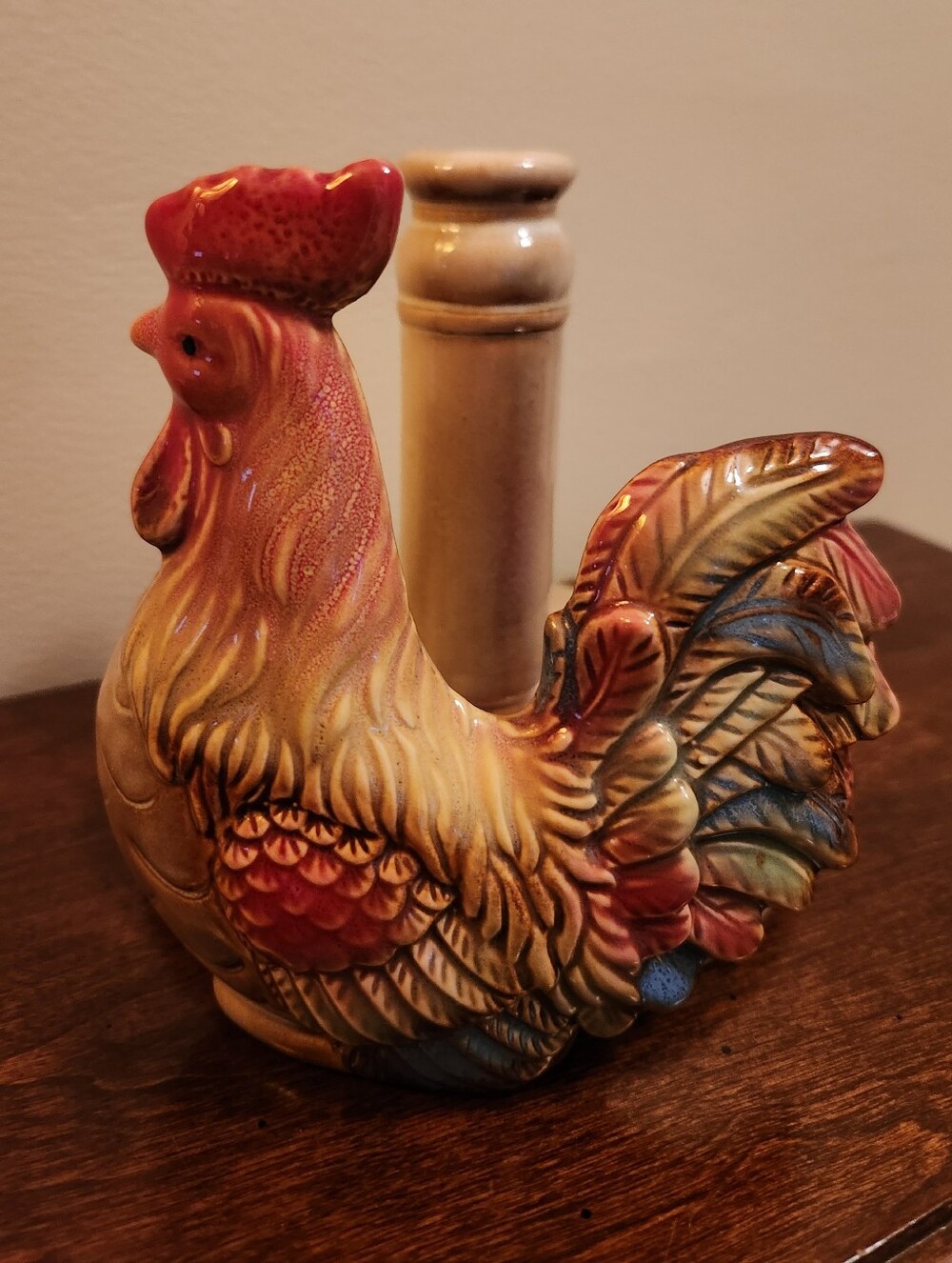 Vintage Ceramic Rooster Paper Towel Holder
